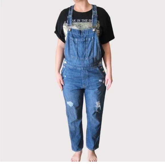 Gap  Destructed Denim Overalls - Picture 7 of 13